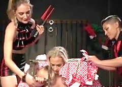 Girlfriends fucks bound gorgeous babe during the holidays