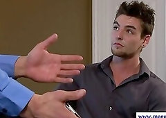 Handsome model jock mounts hard cock