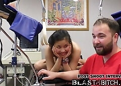 Raya Nguyen gives an impressive deep throat to a guy's sausage and gets blasted with cum