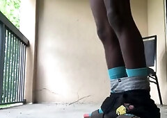 Stroking off on the Balcony