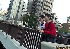 Asian twink bounces cock