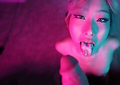 Asian slut eats my ass and blows my big dick till cum in her mouth