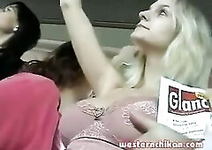 Agreeable blond is going home by buss, during the time that nasty people are touching her all over her body