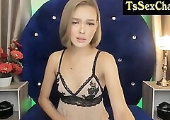 thin shemale goddess jerks her cock on webcam