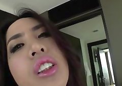 Gorgeous TS Balloon loves masturbating her dick until she cums