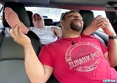 Feet licking car, feet chubby, sucking