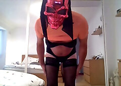 Crossdresser stripping, solo, amateur strip