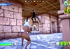 Naked bunny girl skin in Fortnite gameplay with naughty mods
