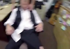 Naughty groom fucked in the table