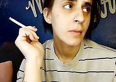 Needing to unwind, I light up a cigarette and puff down. Worthwhile inhales and exhales. So smokey. Wont u join me