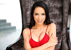 Good-looking MILF with fake boobs Tia Cyrus sucks a long penis