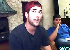 Sucking his thick teen cock