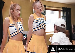 Teen 18+ Cheerleaders Kyler Quinn And Khloe Kapri Cum Swap Their Coachs Big Load!