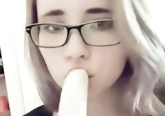 Compilation 18 year old teen sucks a banana, imagining that it is a meat