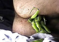 Guy Stuffs Hairy Ass With Toy & Vegetables