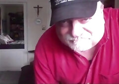 Amateur dad bear undresses and masturbates for his son's pleasure