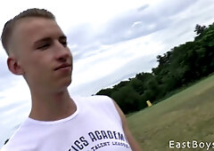 Czech Dude with Monstrous Man Meat Gets Outdoor Hand Job