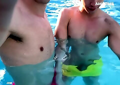 Underwater Hj With My Mate While Our Buddies Were Swimming All Around Us