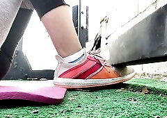 view of feet in socks during workout (foot fetish) - GlimpseOfMe
