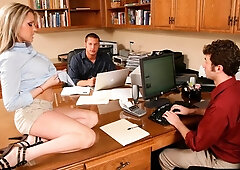 Courtney Cummz takes on two big cocks in the office