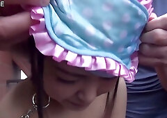 Curvy Japanese MILF with big tits gets her pussy toyed outdoor