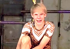 Intense gay wax session leads to deep throat blowjob in the dungeon