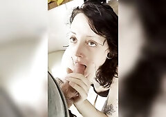 Small bitch smokes cigarettes whilst sucking your thick weenie