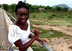 Cute Black Girlfriend Vagina Pounded By Large White Rod In a Public Park