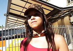 Piercinged damsel was not completely on board at 1st, but a wad of money and some strategic sentences got her pants off in the end!