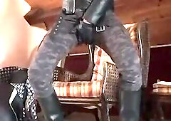 Boots, camo, leather