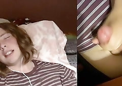 Cute tgirl jerks big cock