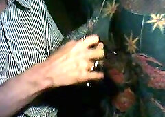 Guy Stroking Pierced Dong Painted In Green