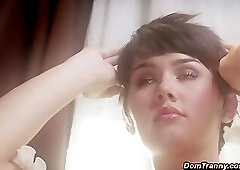 Bound shemale Daisy Taylor rough anal fucked by tattooed man H3ll4Sl00tz