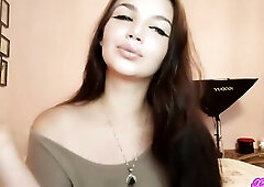 XO Bunny Thick teen latina mistress with blue eyes sensually slow smoking in your face teasing you while sitting in in her bedroom