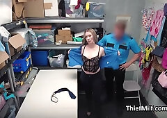 Guilty Female Security Guard Pleasures Coworker for His Silence