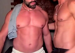 Frolicking around with a beefy fellow