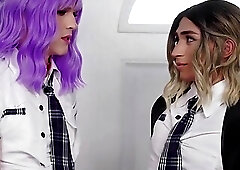 teen Femboy Gets Spitroasted By BFF And BEAU
