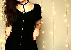 Cute curly brunette solo webcam masturbation