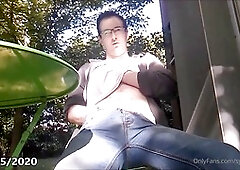 Horny gay amateurs in public: hairy French boys enjoying outdoor anal fingering