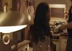 Emma Greenwell topless has wild and loud sex with a chap up against a wall and then on a couch. Emma then rests on her back for a whilst, her bazookas