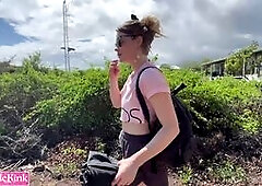 Amateur kinky girlfriend blowjob on public beach