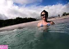 Amateur kinky girlfriend blowjob on public beach