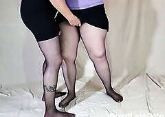 This Babe gives Hubby a Tugjob during the time that This Guy fingers Her Snatch in Crotchless Stockings. The One And The Other are wearing ebony hose 