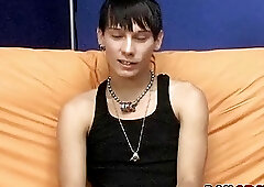 Stunning young gay masturbates and cums