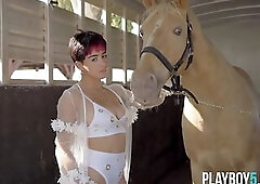 Large natural breasts SEXY latin babe teen model solo session for Playboy