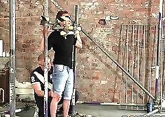 Twink tied up by an older master for BDSM play
