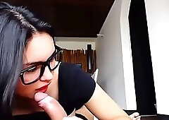 Latin teen with ample curves is masturbating and riding a rock hard cock, all day long