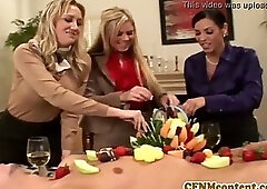 Cfnm Ahryan Astyn and pals share a cock