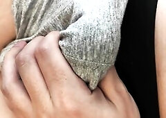 Lazily teasing myself and trickling a bit of pee