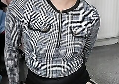 Mature crossdressing secretary rides a dildo part 1